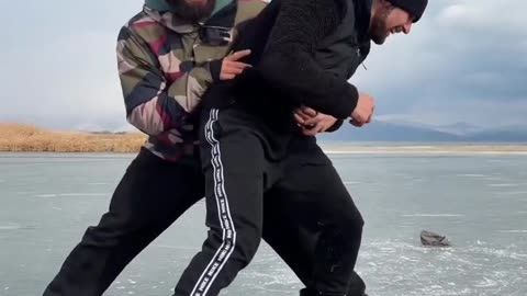 Arman Tsarukyan Wrestles on Skates in the Middle of a Frozen Lake