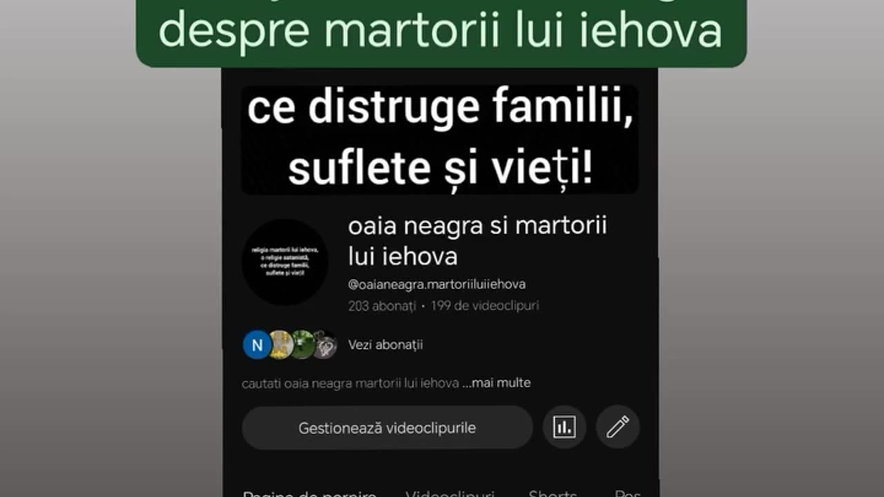 accesati si distribuiti cont youtube oaia neagra despre religia martorii lui iehova
