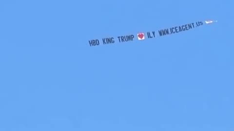 KING TRUMP BANNER OVER NO KINGS PROTESTORS LOL