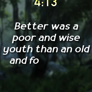 Ecclesiastes 4:13 | Better a Poor Wise Youth Than a Foolish King 👑