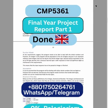 Student Work (Project Report)| CMP5361 part 1 Final Year Project CLI Calculator program|Birmingham