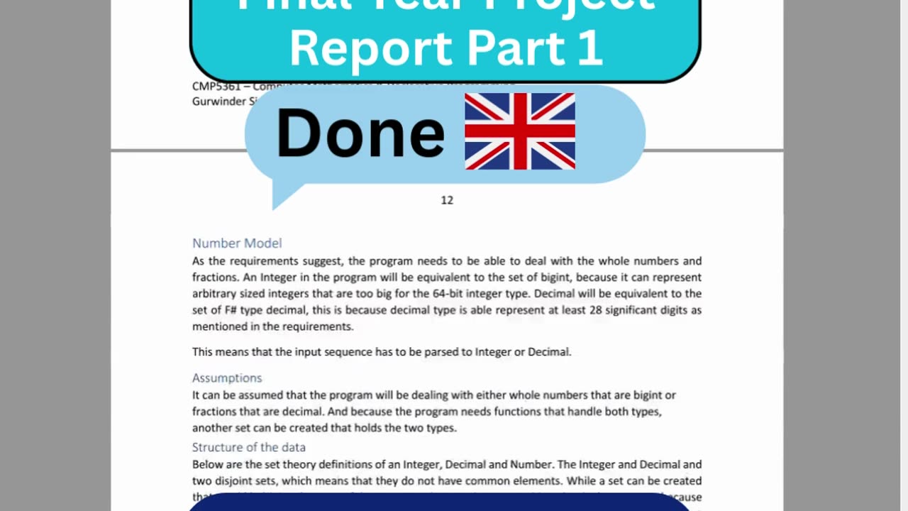 Student Work (Project Report)| CMP5361 part 1 Final Year Project CLI Calculator program|Birmingham