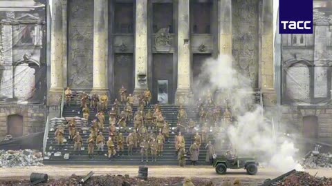 Russians Build Massive Stage Set to Reenact the Storming of The German Reichstag for Victory Day