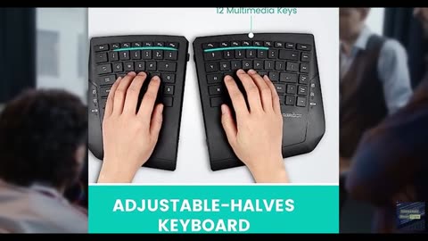 Perixx PERIBOARD-624B US, Wireless Ergonomic Split Keyboard - Up 30 Ft Separatio