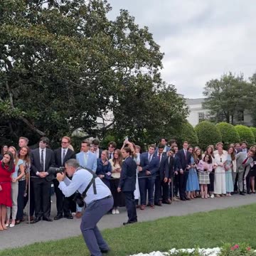 President Donald Trump takes the time to speak with each White House Intern
