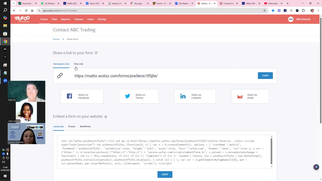 Wufoo smart form page creation Lares VA services