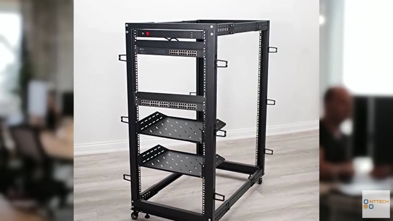 VIVO 25U Freestanding Server Rack, Mobile Open Frame 22 to 40 inch Adjustable Ne