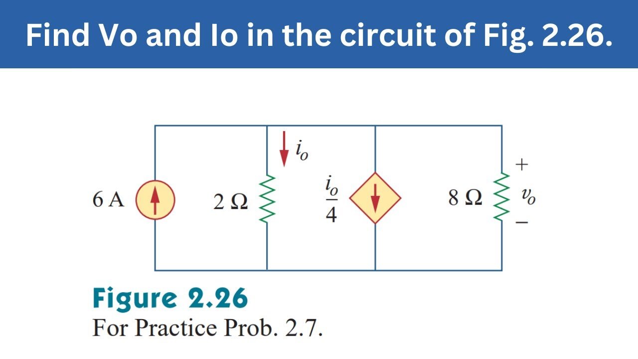 Practice Prob. 2.7 | Find Vo and Io in the circuit of Fig. 2.26 | FEC 4th Edition