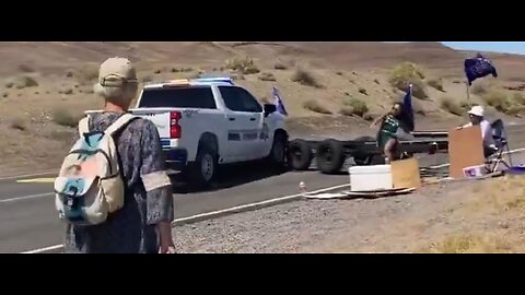 Pyramid Lake Paiute Reservation tribal rangers driving through Climate Defiance activists barriers