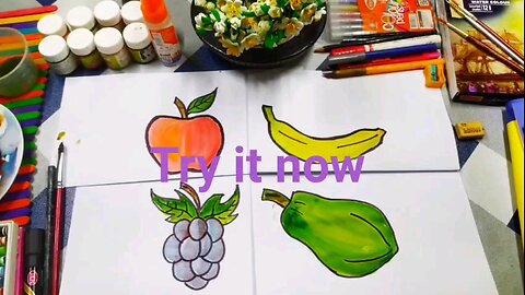 colourful fruits drawing- 🖌️🖍️🖌️🖍️fun & easy art for kids