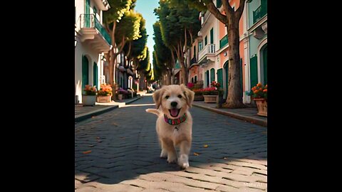 beautiful puppy walking on the road video