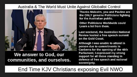Australia & The World Must Unite Against Globalist Control