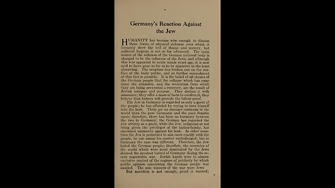 The International Jew - Chapter 2 - Germany's Reaction Against the Jew