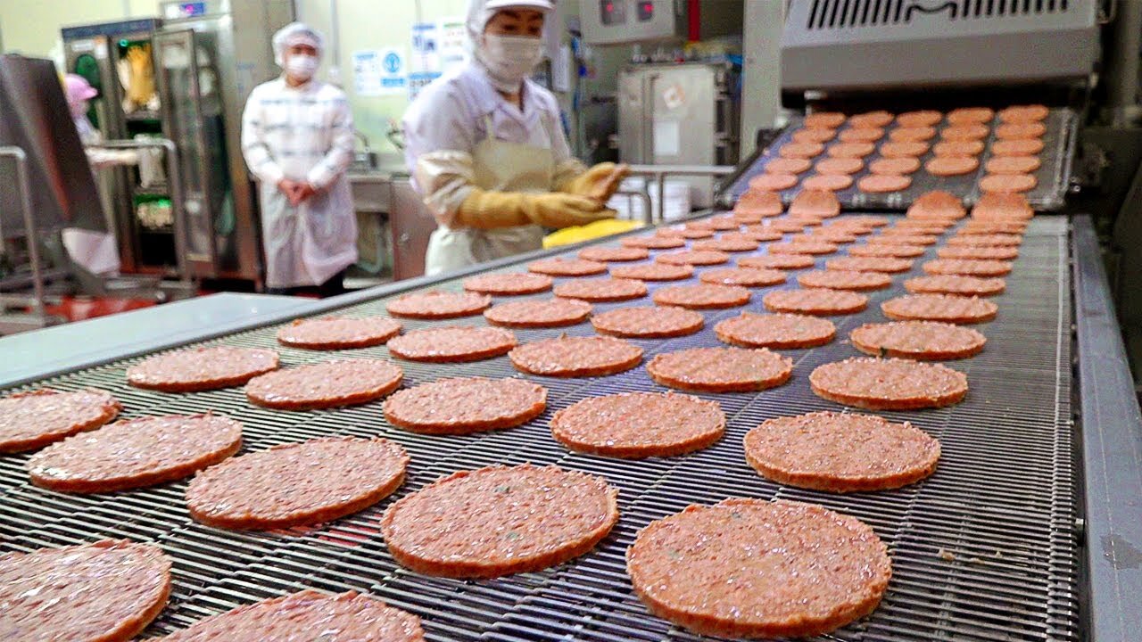 Amazing mass production! Hamburger making process