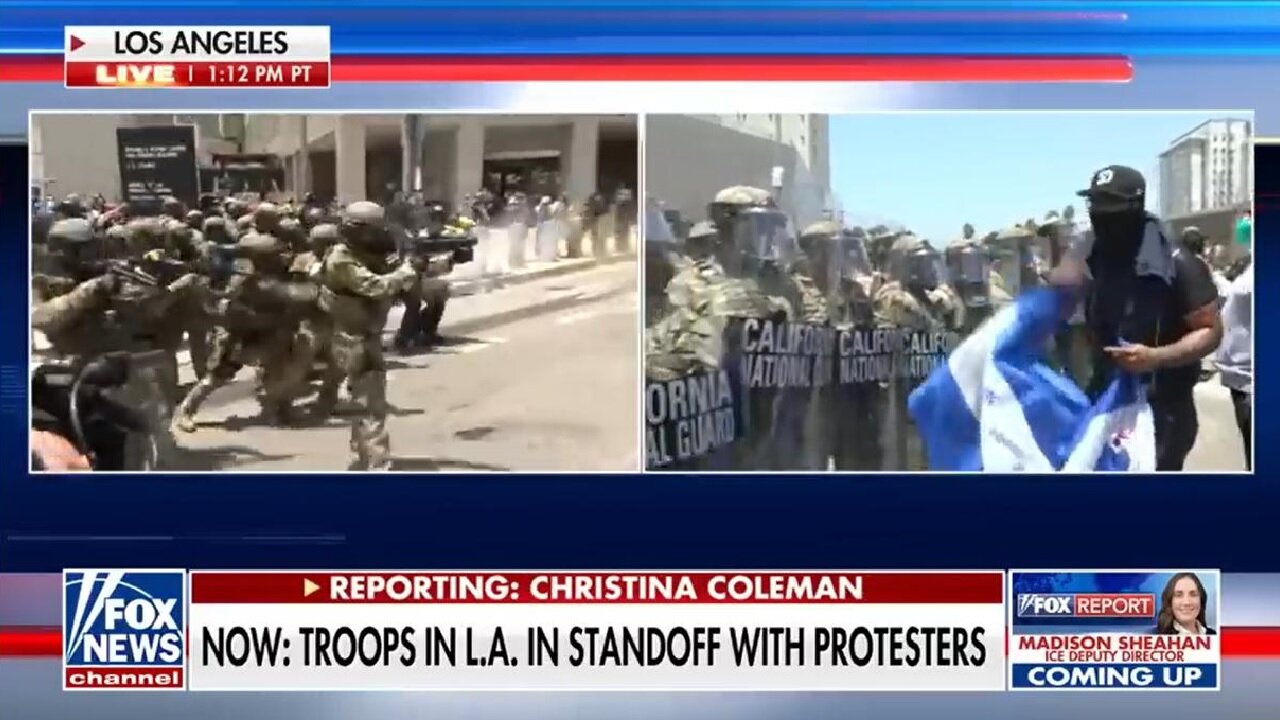 #BREAKING: Anti-ICE VIOLENT Protesters/ Rioters standoff / attacking National Guard troops in LA (6.08.25)