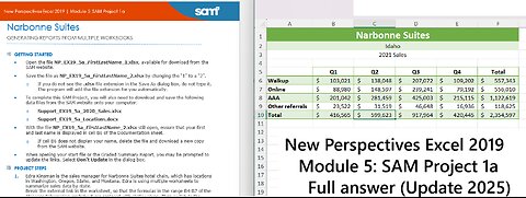 New Perspectives Excel 2019 | Module 5: SAM Project 1a | Narbonne Suites (Update 2025)