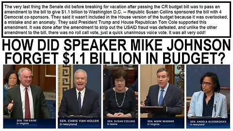 Did Speaker Mike Johnson forget $1.1 Billion in the Budget? * March 14, 2025