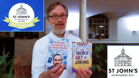 James Cary (BBC comedy writer) signs his books for St. John's church charity Downshire Hill