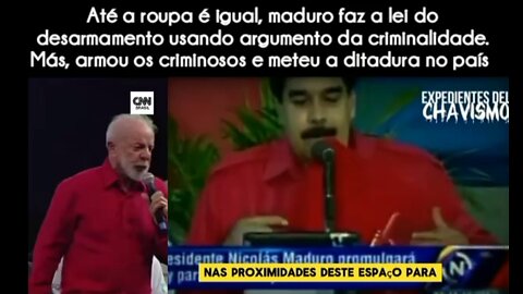 A LEI DO DESARMAMENTO QUE DEIXOU OS VENEZUELANOS INDEFESOS, lulaladrão está copiando maduro. Ele quer tomar o poder pra não mais sair. Até a roupa é igual!