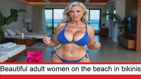 Beautiful adult women over 40 are relaxing on the beach in bikinis