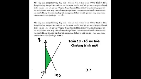 Toán 10: Tối ưu hóa: Một công nhân trong nhà xưởng đang cầm 1 cuộn vải cuộn có diện tích là 300 m^2