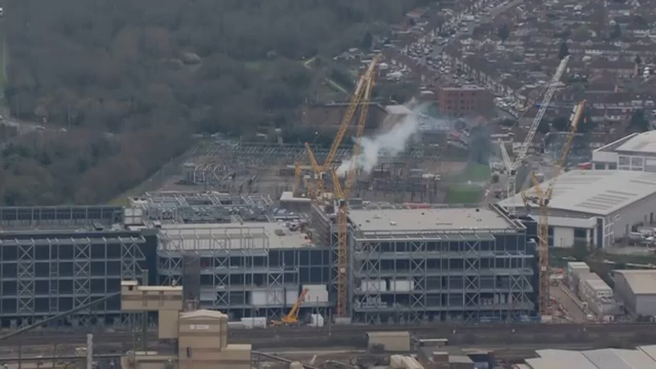 Aerials show site of fire that caused 18 hours shutdown of Heathrow Airport