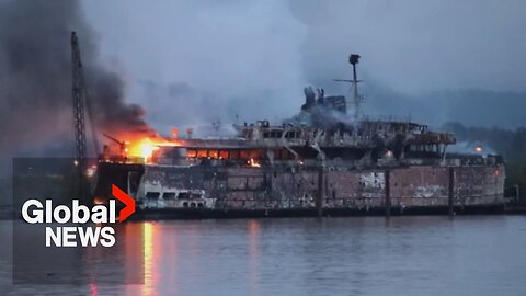 BC ferry fire: Residents asked to stay indoors to avoid exposure to hazardous emissions