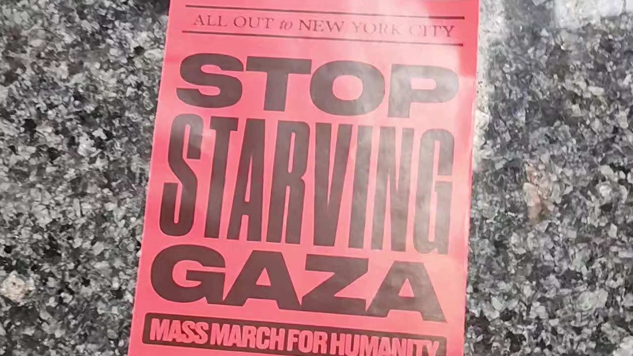 "STOP STARVING GAZA. Mass march for humanity" TODAY in NYC.