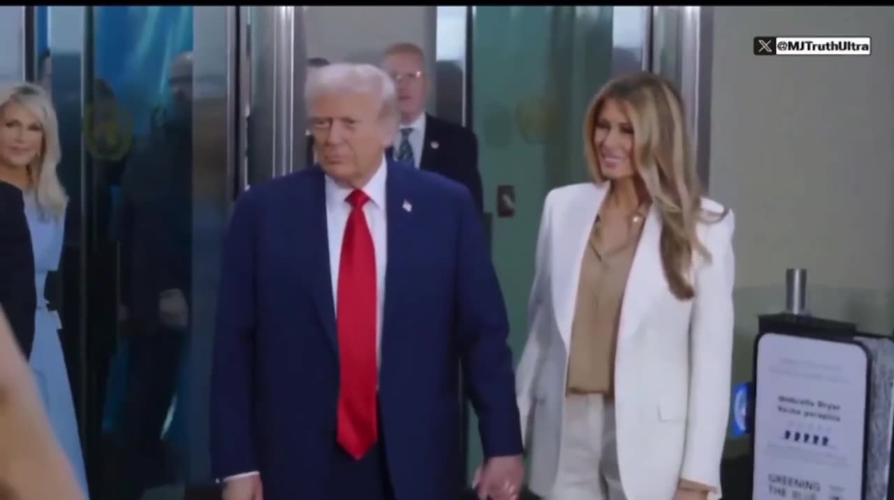 President Trump and Melania arrive at the UN Headquarters.