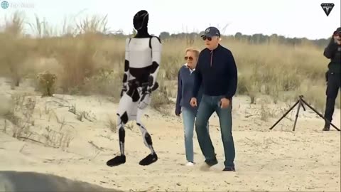 Tesla Robot Optimus vs Joe Biden Walking in Sand