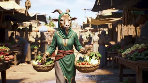 Goate buy vegitable in market