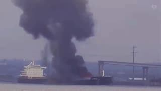 Footage Captures The Moment Of An Explosion Aboard A Ship In Baltimore's Harbor