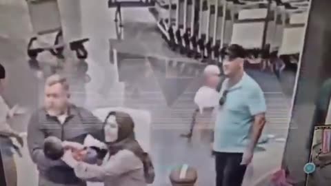 Jewish traveler plays the victim card by lying on ground after assaulting an Iranian child.