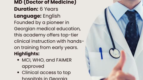 Pursue Your MD at Tbilisi Medical Academy with Divine Associates Ltd