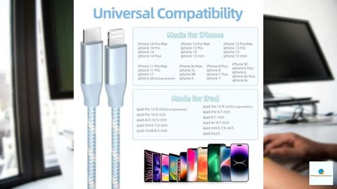 USB C to Lightning Cable 3 Pack 6FT Apple MFi Certified iPhone Fast Charger Fast Charging