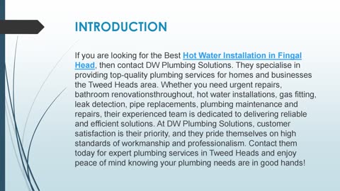 Best Hot Water Installation in Fingal Head