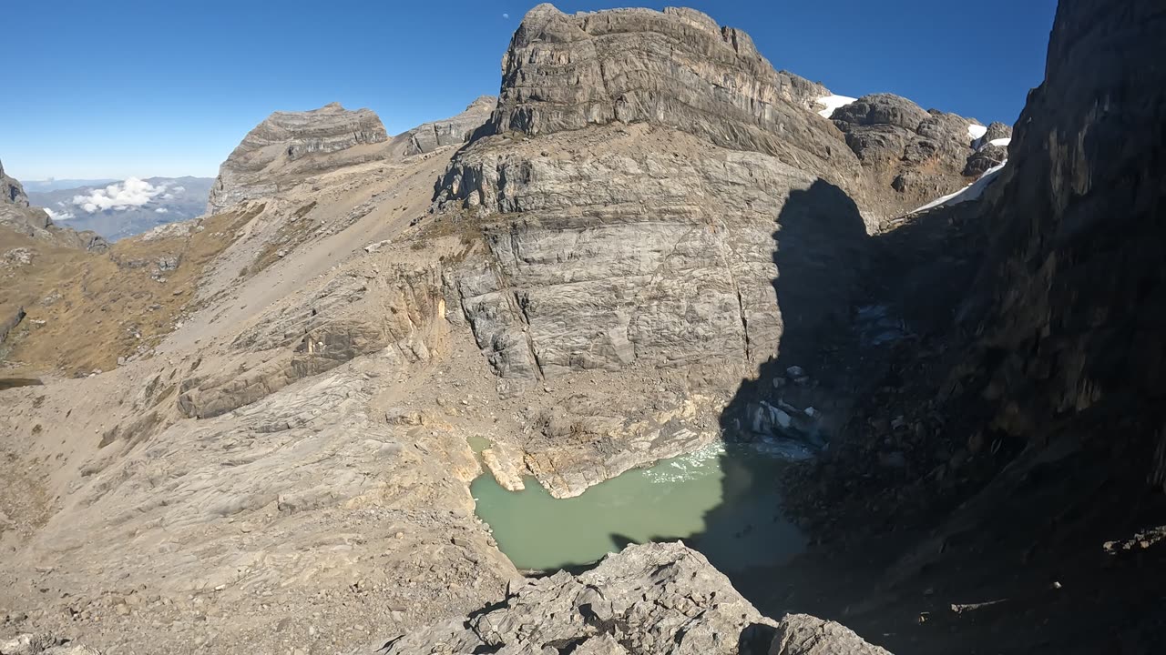 In the peak above an ice lake in Nevado Ampay