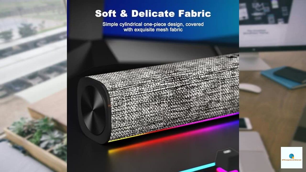 SOULION R100 Bluetooth Computer Speakers with Dynamic LED Light, USB Plug & Play PC Speake