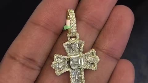 10K Gold & Lab Diamond Cross Pendant