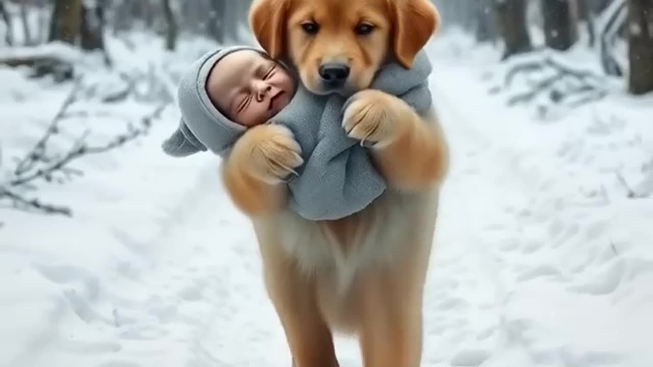 Courageous Puppy Saves Infant from a Raging Snowstorm!