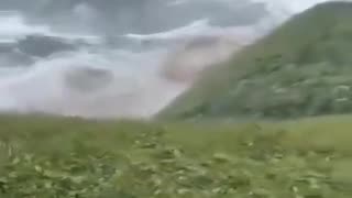 Man walking his dog captures moment tsunami waves reach Russia's Kamchatka Peninsula