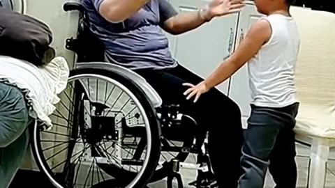 Little Boy Helps Disabled Mom Get On Her Wheelchair! 👏❤️