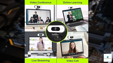 Webcam with Ring Light Microphone - Streaming Web Camera, 1080P Full HD Pro Camera for PC