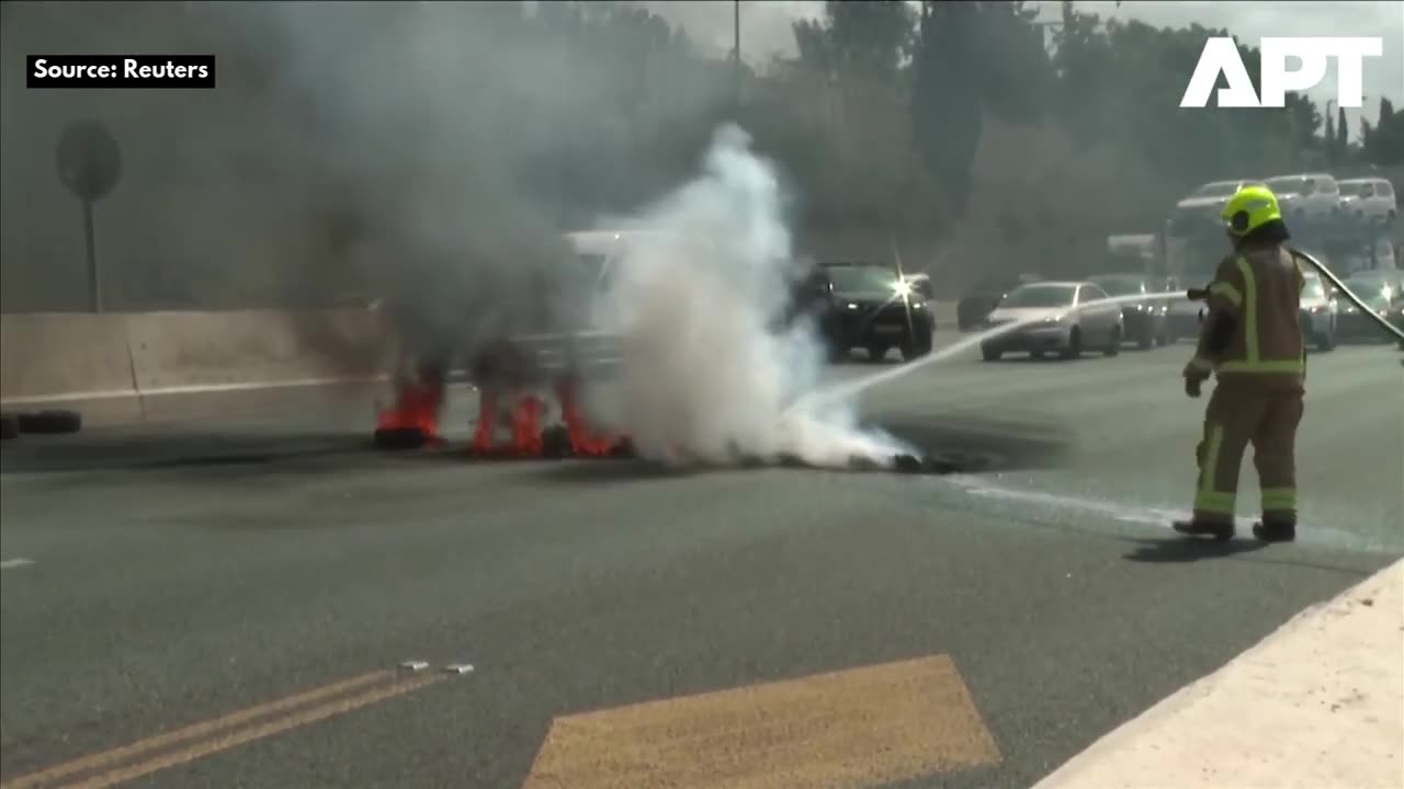 Gaza War: Burning Tires Block Israeli Highway as Protesters Demand Hostage Release
