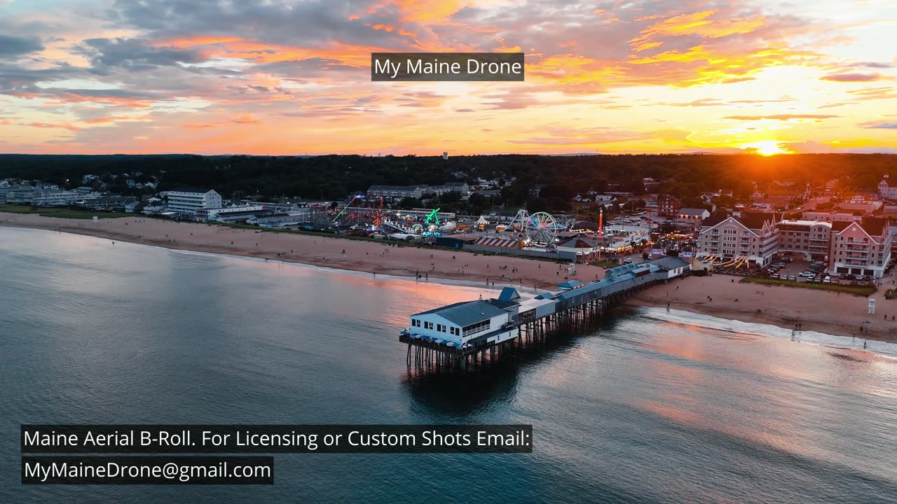 Maine B-Roll (No Sound): The Pier at Old Orchard Beach, Maine during a Beautiful Sunset Video 4