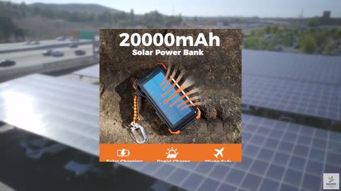 BLAVOR Solar Power Bank 20000mAh/74000mWh Built-in Cables, Wireless Charger for
