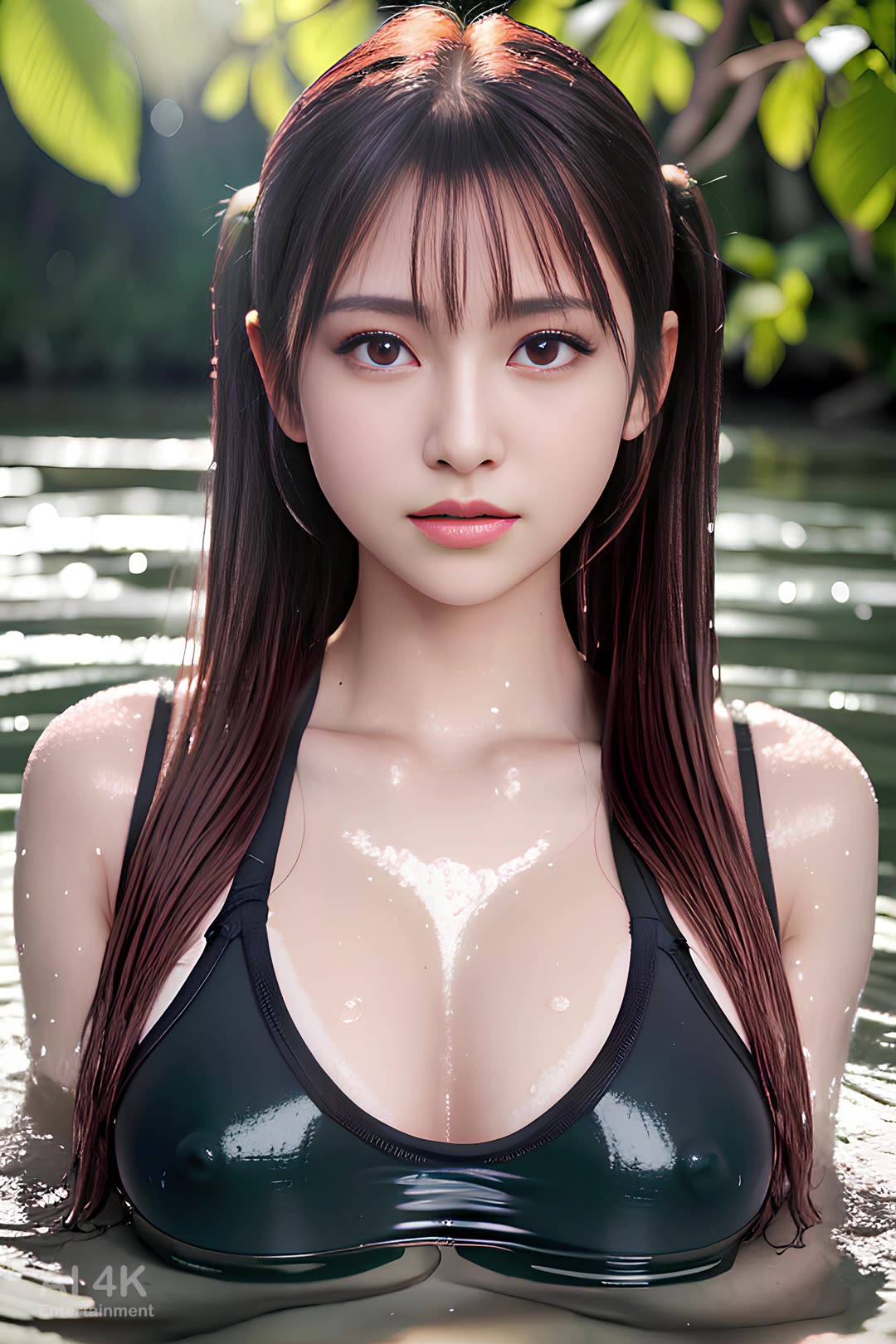 [4K AI art] 젖은 투명한 옷 💦 수영장 Wet Clothes Beauties Outdoor Swimming Pool LOOKBOOK 룩북