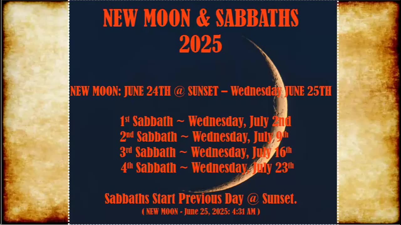 NEW MOON & SABBATHS JULY 2025