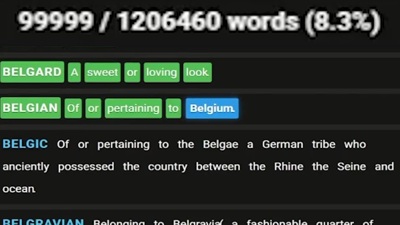 I read 100k words of the dictionary (Reading the Dictionary Live)