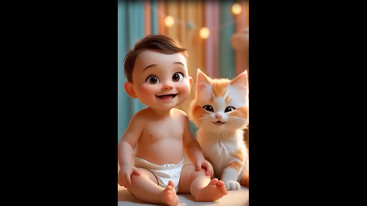 Baby and Kitten Get a Funny Surprise! Fart Reaction Moment
